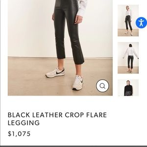 SPRWMN BLACK LEATHER CROP FLARE LEGGING